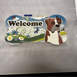 Pitbull Welcome Cute Hanging Dog Sign 10"x5" Great Gift Wood Plaque, New Sealed